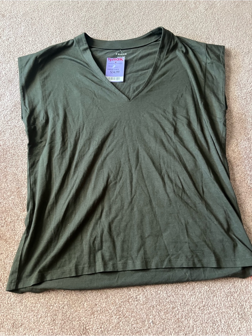 Green Frame V-Neck T-shirt
